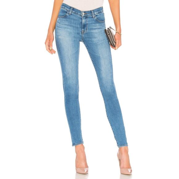 J Brand 620 Mid Rise Super Skinny Jeans - 23 Sawyer Destruct